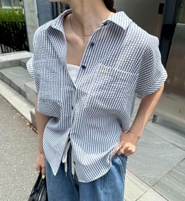 fredy emue「FR刺しゅうフレンチストライプシャツ」|シャツ・ブラウス|ブルー系その他2