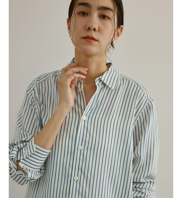 SALON adam et rope'「【Americana（アメリカーナ） for SALON】ストライプシャツ」|シャツ・ブラウス|ブルー系(45)