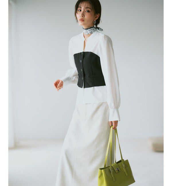 VIS「美easy前開きビスチェドッキングシャツ/イージーケア・接触冷感・セットアップ対応」|シャツ・ブラウス|