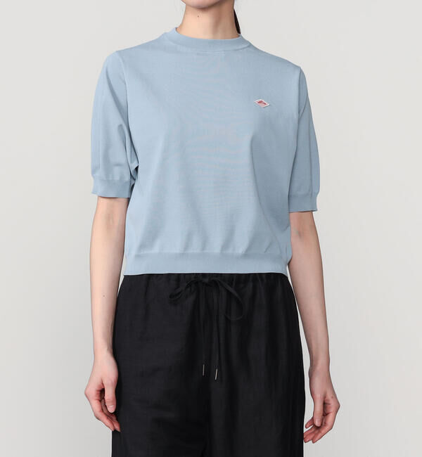 DANTON「DANTON | 半袖クルーネックニット WOMEN」|ニット・セーター|LTBLUE