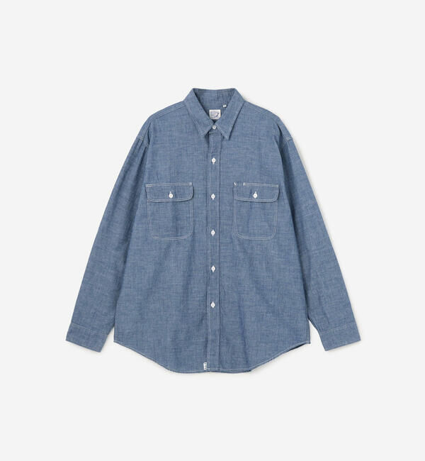  「orSlow | シャンブレー フラップポケットワークシャツ MEN」|シャツ・ブラウス|