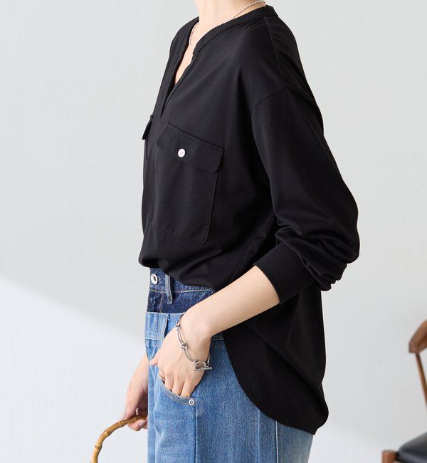  「【さらりとした着心地】スキッパーダブルポケットカットソー」|Tシャツ・カットソー|