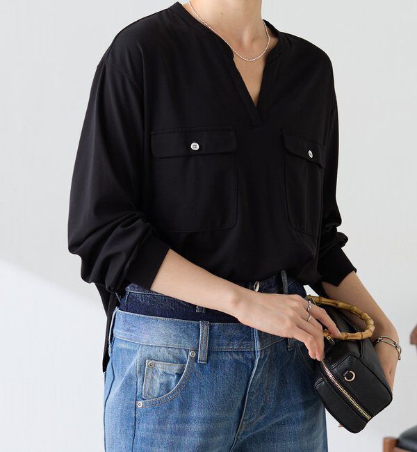  「【さらりとした着心地】スキッパーダブルポケットカットソー」|Tシャツ・カットソー|
