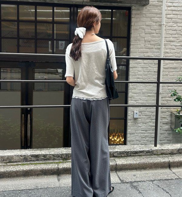  「レースドッキングオフショル半袖Tシャツ」|Tシャツ・カットソー|