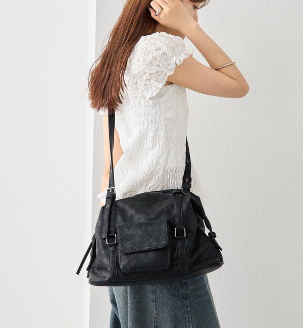  「ポケット付きベルトハンドルボストンBAG」|トートバッグ|