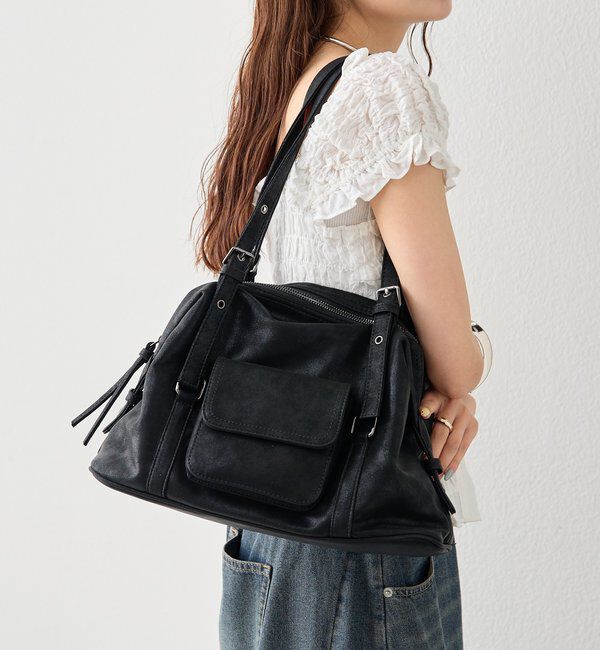  「ポケット付きベルトハンドルボストンBAG」|トートバッグ|
