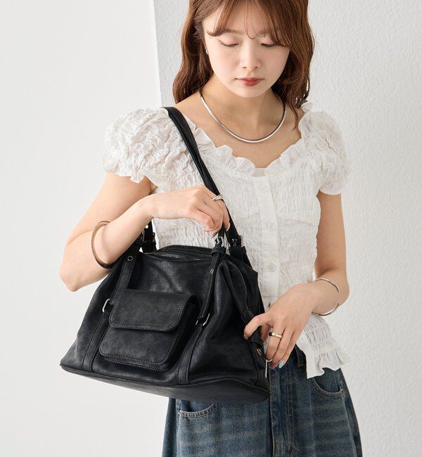  「ポケット付きベルトハンドルボストンBAG」|トートバッグ|