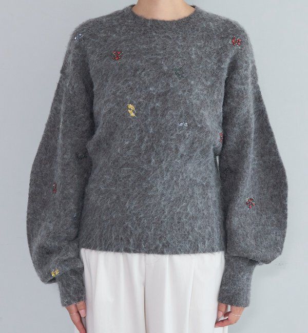  「刺繍ビジューニットプルオーバー」|ニット・セーター|