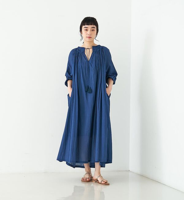 collex「インド綿2WAYギャザーコットンワンピース」|ワンピース|ネイビー
