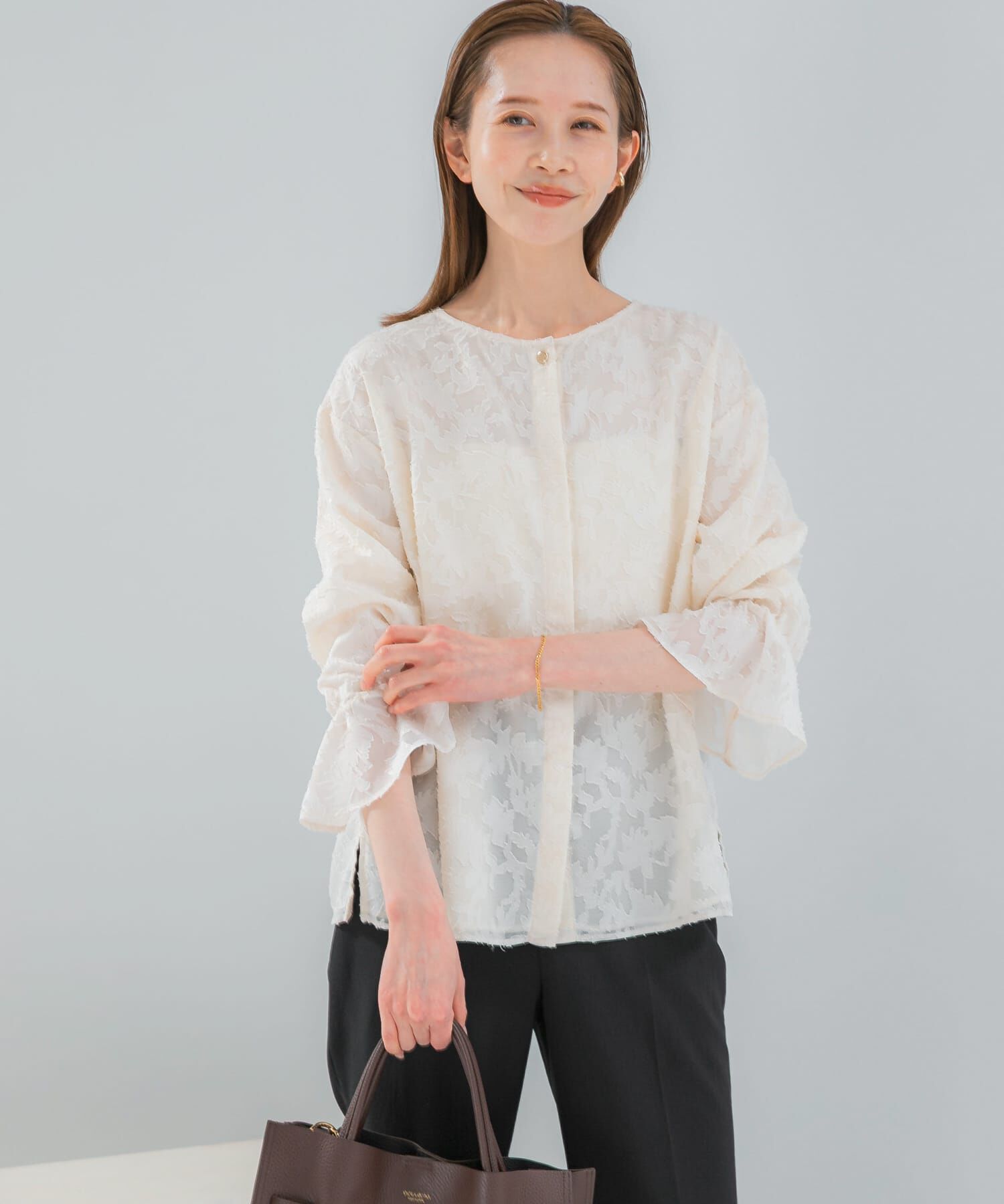 URBAN RESEARCH ROSSO「『WEB限定』ジャガードブラウス」|シャツ・ブラウス|