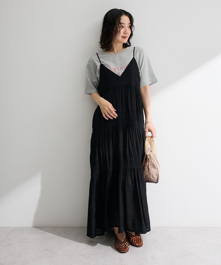 Green Parks「シャーリングティアードキャミワンピース」|ワンピース|Black