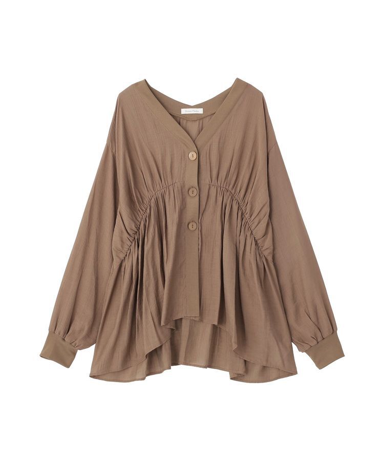 Green Parks「Vネック切替リブドッキングシャツ」|シャツ・ブラウス|Brown