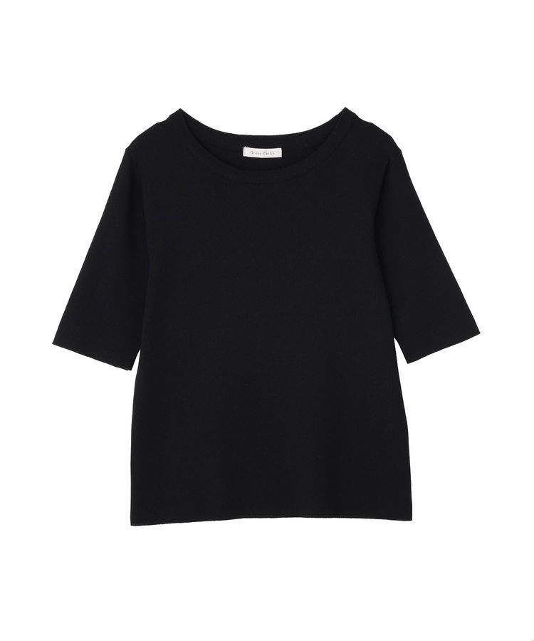 Green Parks「5分袖ニットプルオーバー」|ニット・セーター|Black