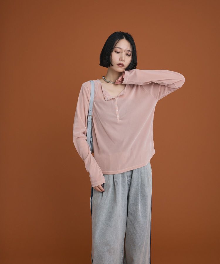 Green Parks「ヘンリーネックシアーベロアプルオーバー」|Tシャツ・カットソー|