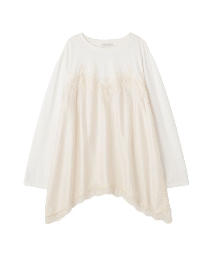 Green Parks「サテンビスチェドッキング長袖プルオーバー」|Tシャツ・カットソー|Ivory