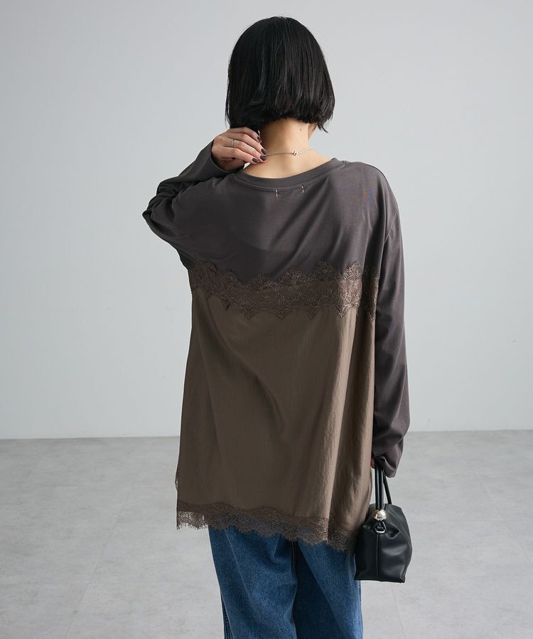 Green Parks「サテンビスチェドッキング長袖プルオーバー」|Tシャツ・カットソー|