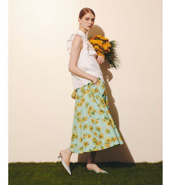 LOULOU WILLOUGHBY「WEB 一部店舗限定【LOULOU WILLOUGHBY】サンフラワープリントギャザースカート」|スカート|