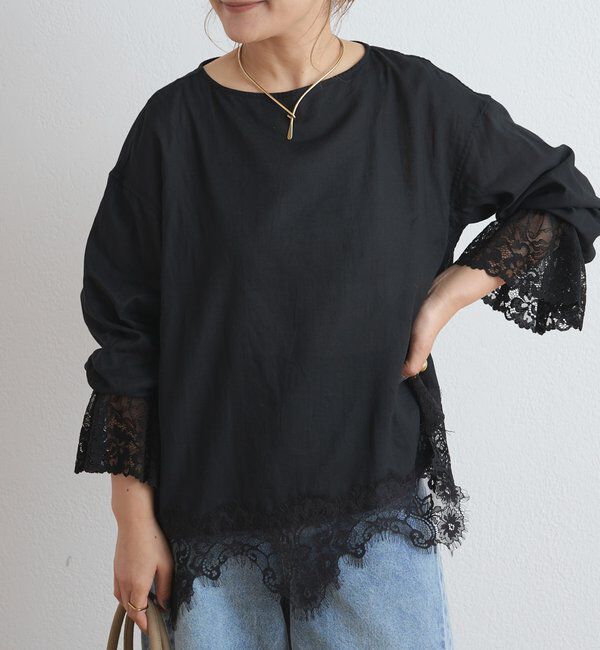  「レースカフ&times;レースヘムブラウス」|Tシャツ・カットソー|