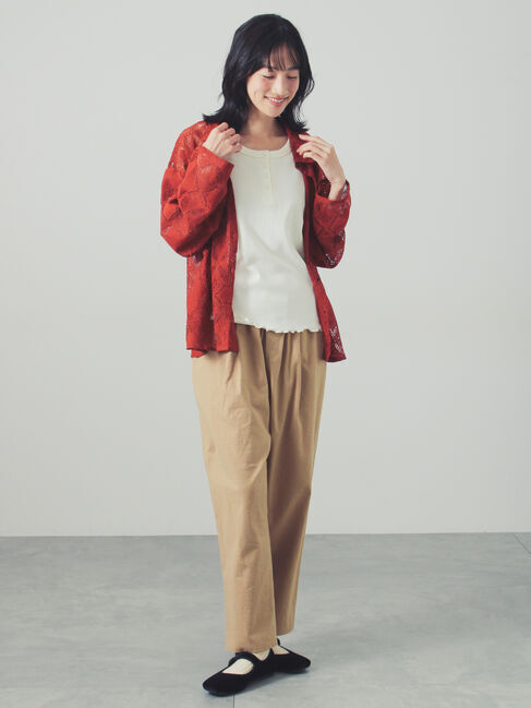 Samansa Mos2「綿麻ストレッチテーパードパンツ」|その他|