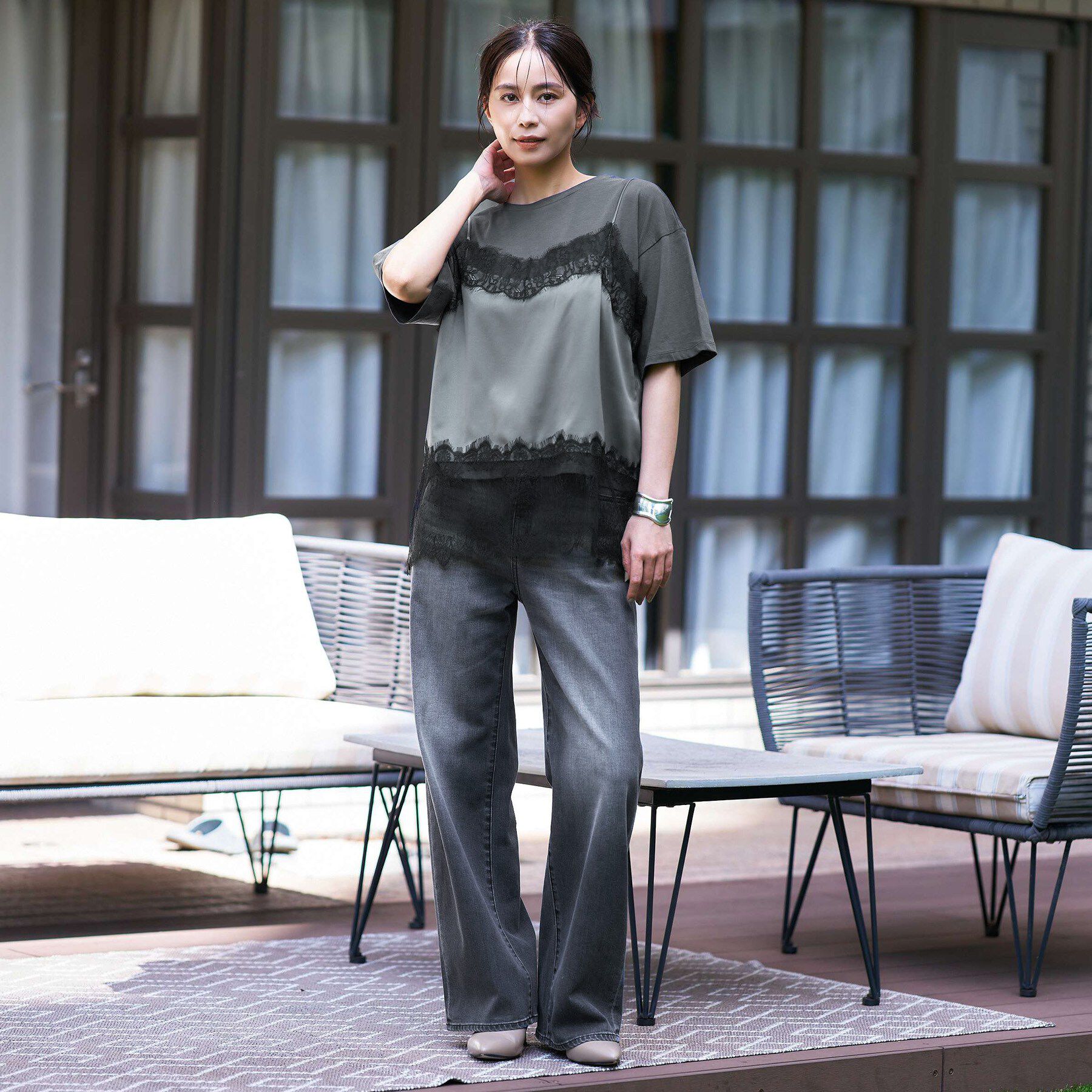 UNTITLED「【1枚でもセットでも】レースキャミ付きプルオーバー」|Tシャツ・カットソー|