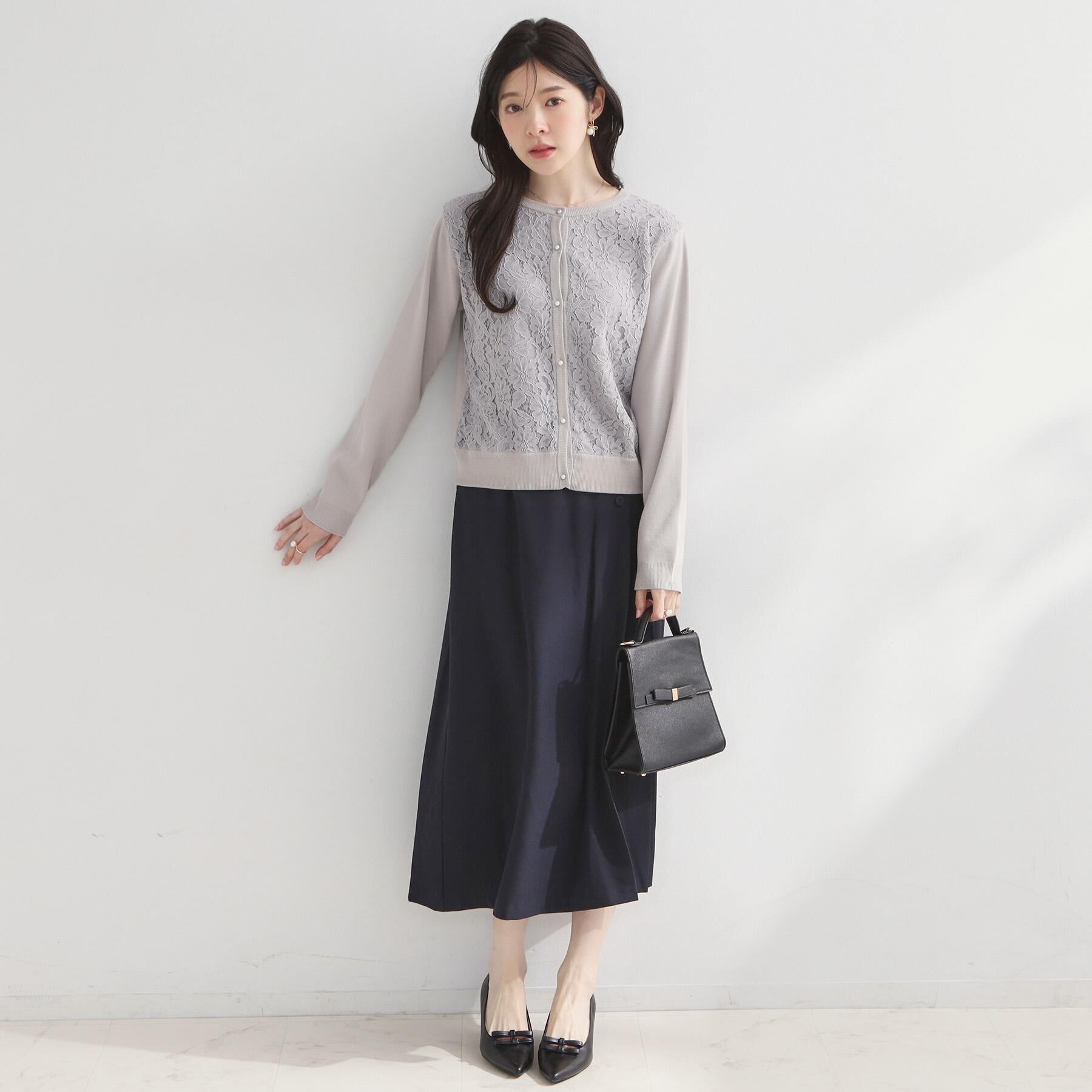 Couture broach「【洗える】コードレース カーディガン」|カーディガン|