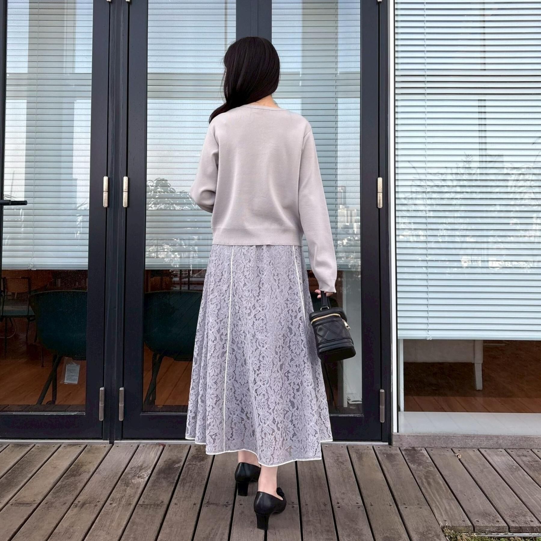 Couture broach「【洗える】コードレース カーディガン」|カーディガン|