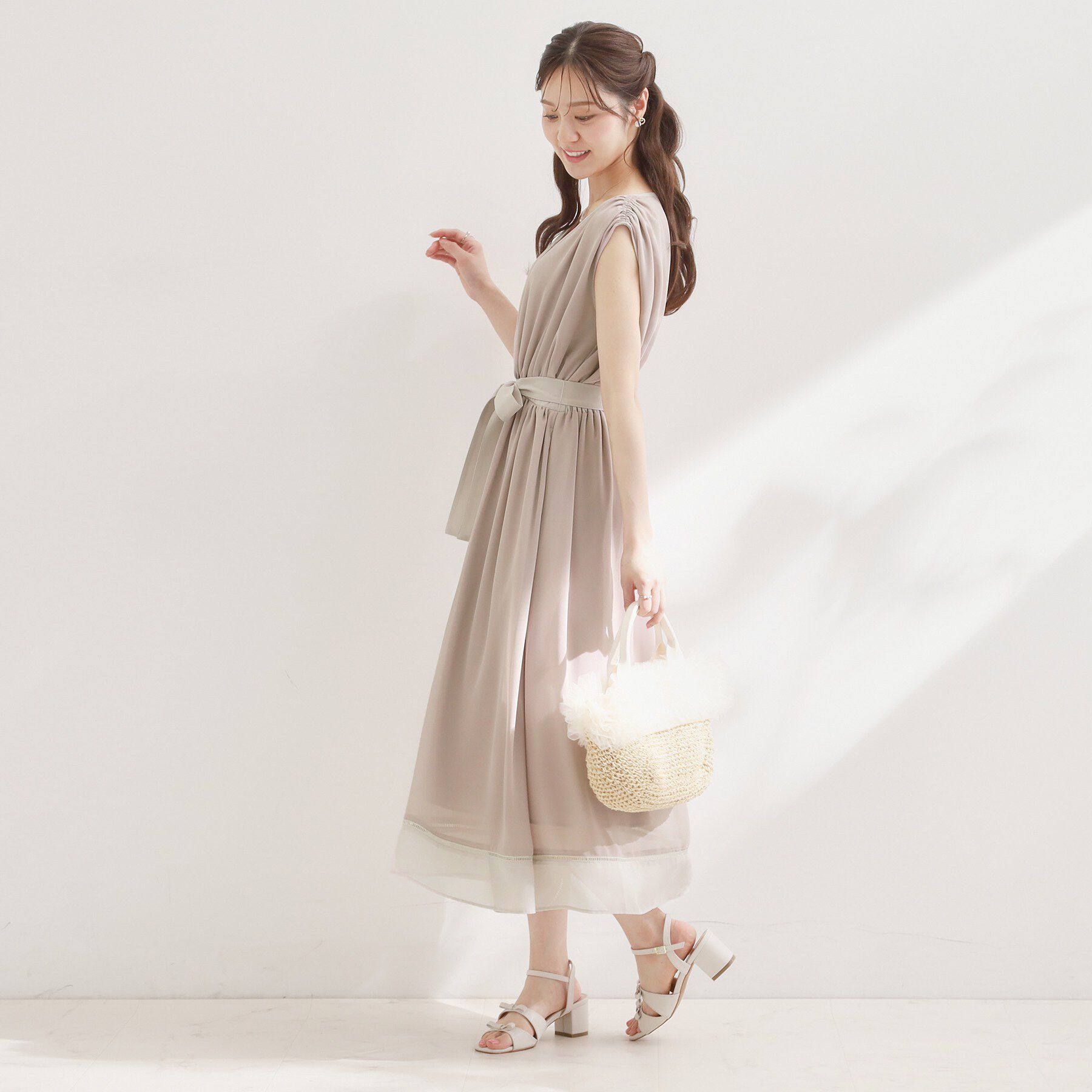Couture broach「【洗える】バイカラー ギャザーワンピース」|ワンピース|