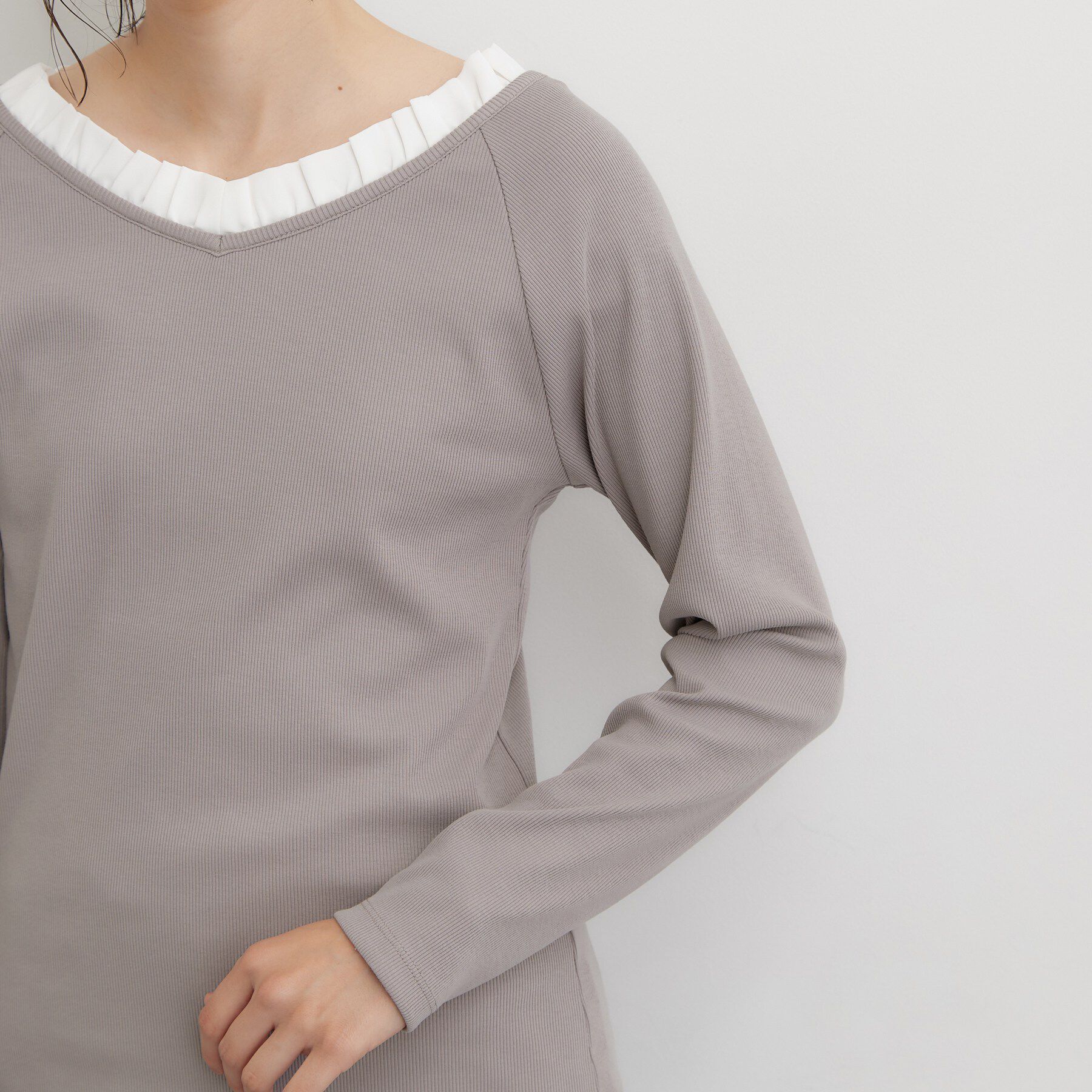 THE SHOP TK「フリル襟 リブカットソー」|Tシャツ・カットソー|