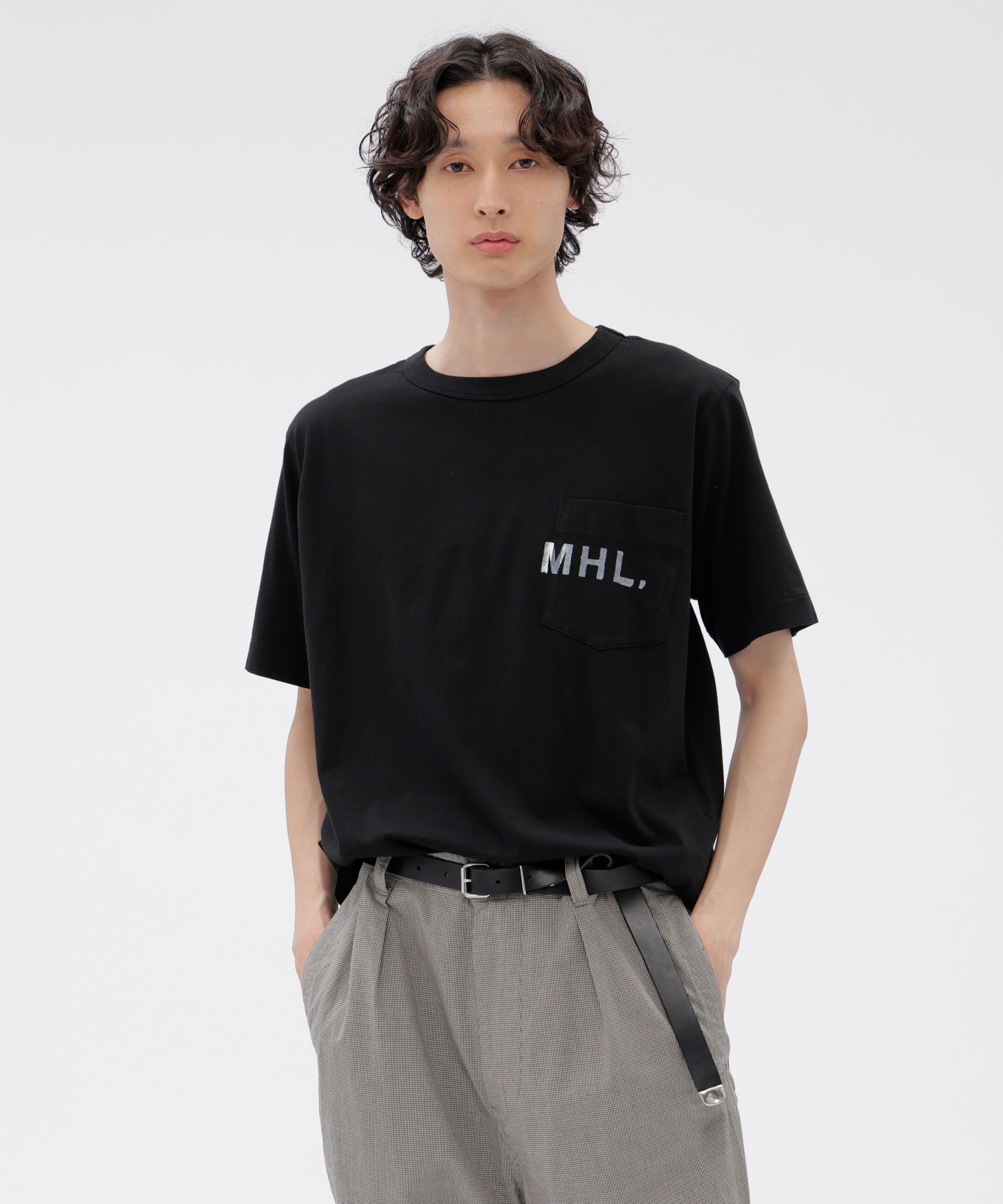 MHL.「PRINTED COTTON JERSEY TOP」|Tシャツ・カットソー|BLACK