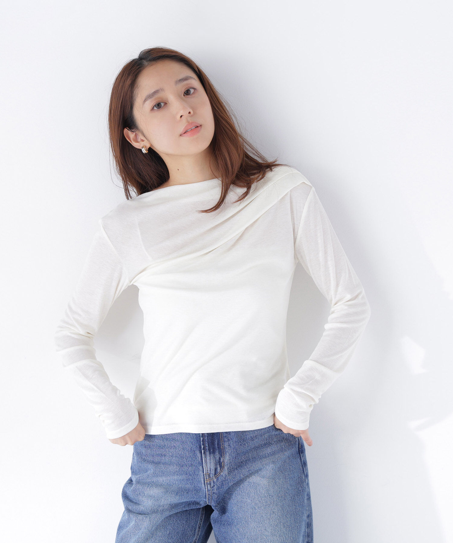  「肩タックシアーカットソー」|Tシャツ・カットソー|
