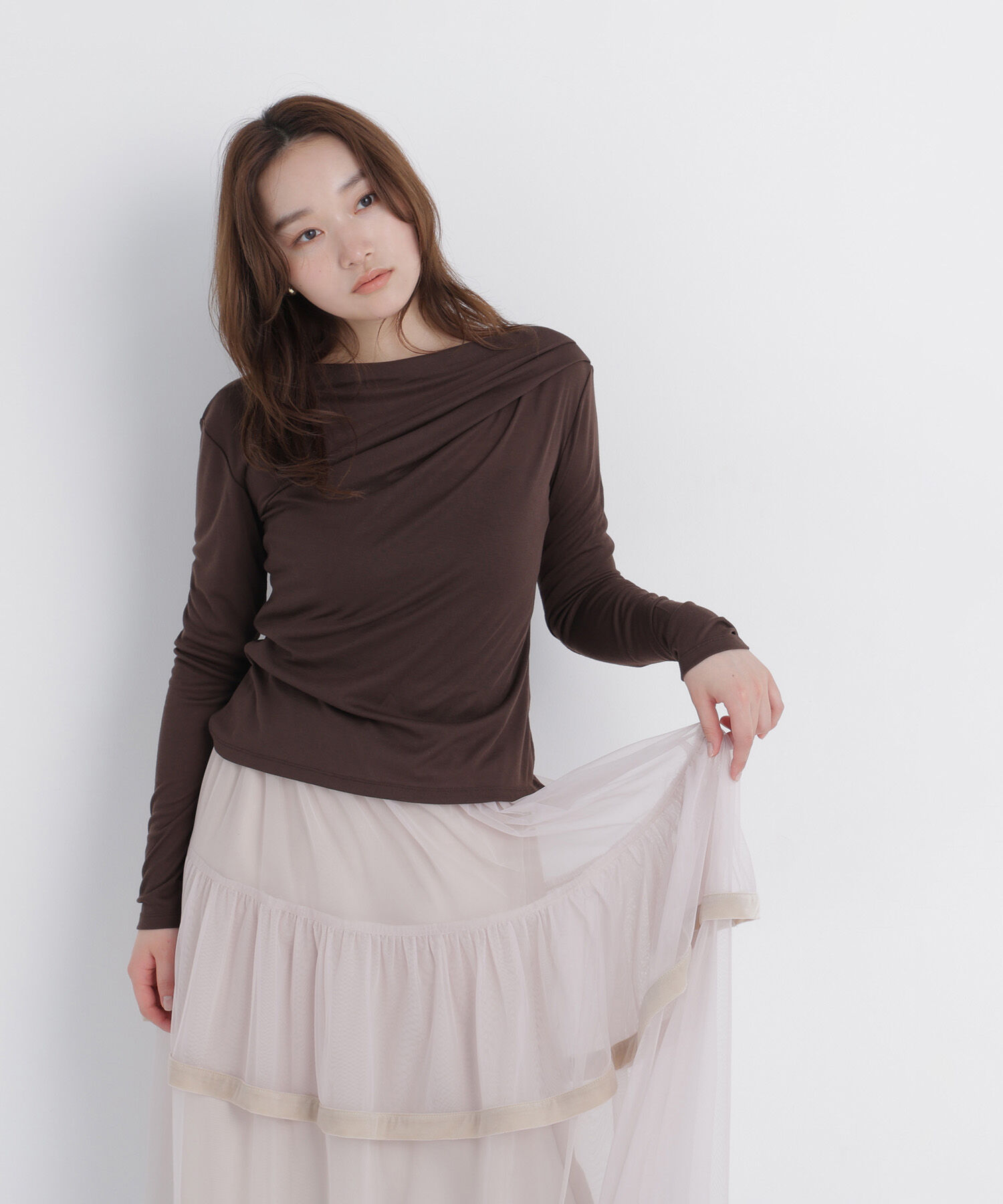  「肩タックシアーカットソー」|Tシャツ・カットソー|