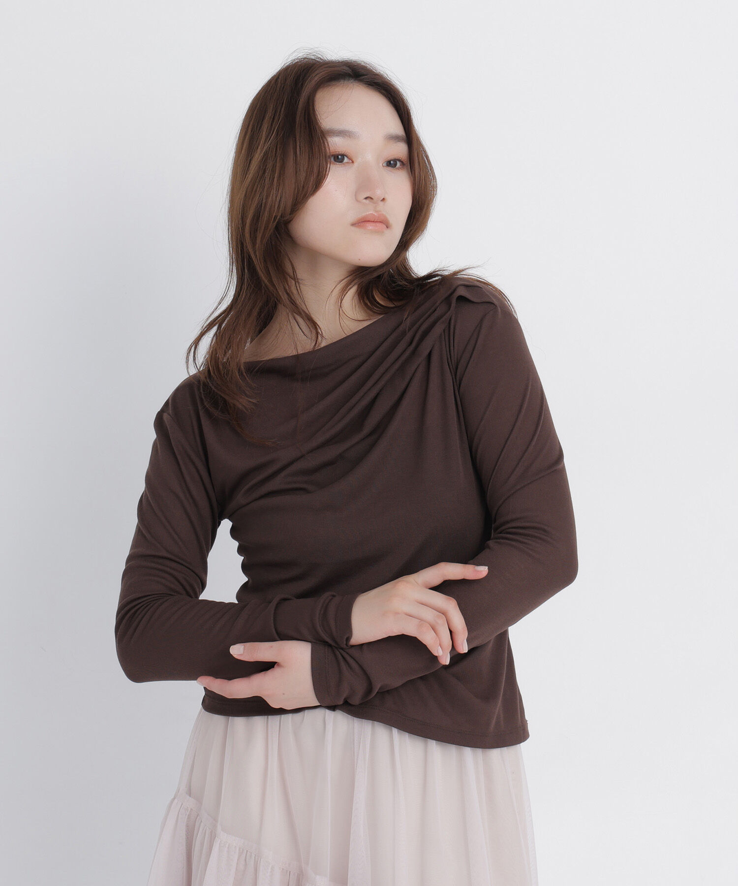  「肩タックシアーカットソー」|Tシャツ・カットソー|