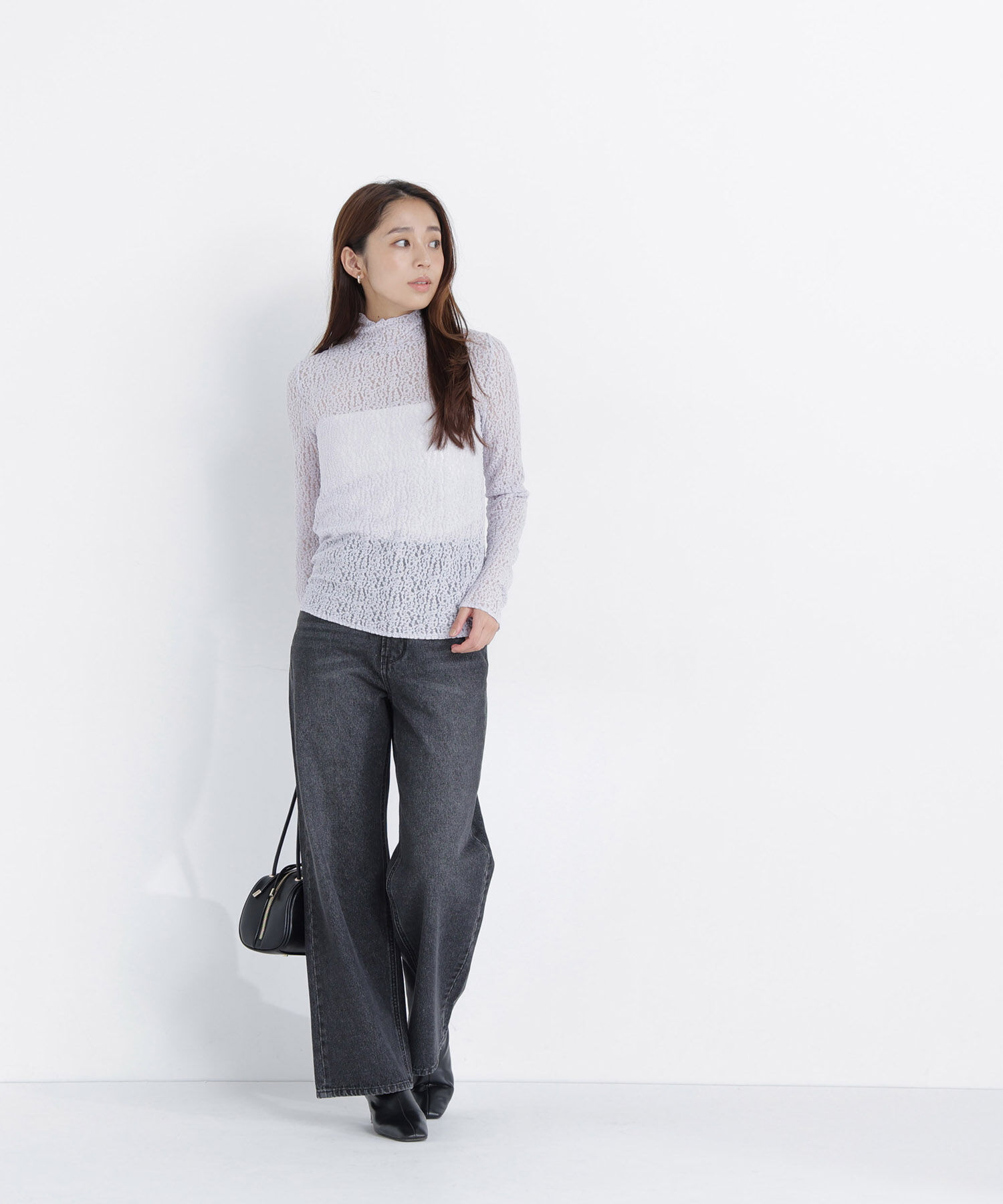  「ハイネックレースカットソー」|Tシャツ・カットソー|