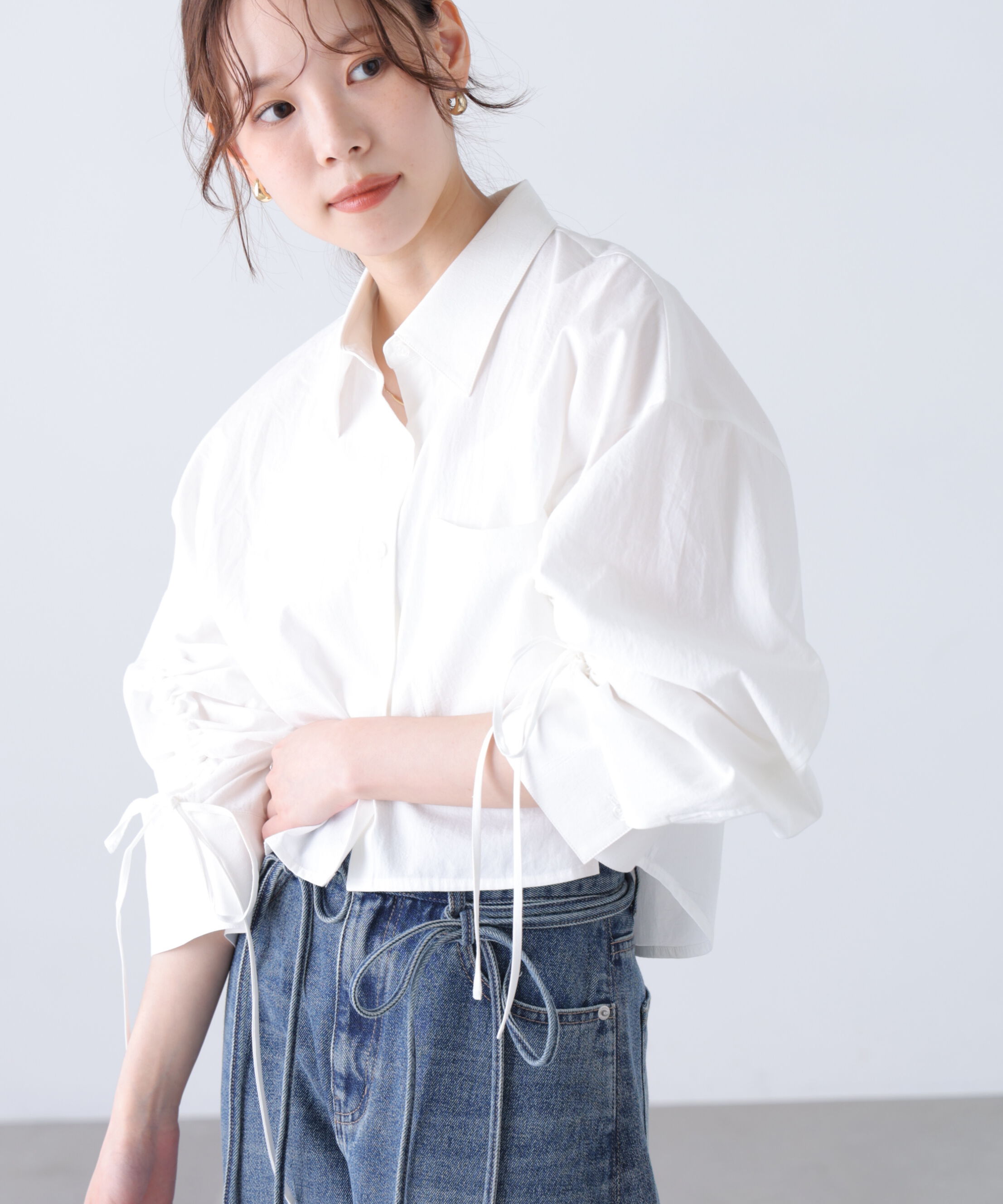  「袖シャーリングオーバーシャツ」|シャツ・ブラウス|
