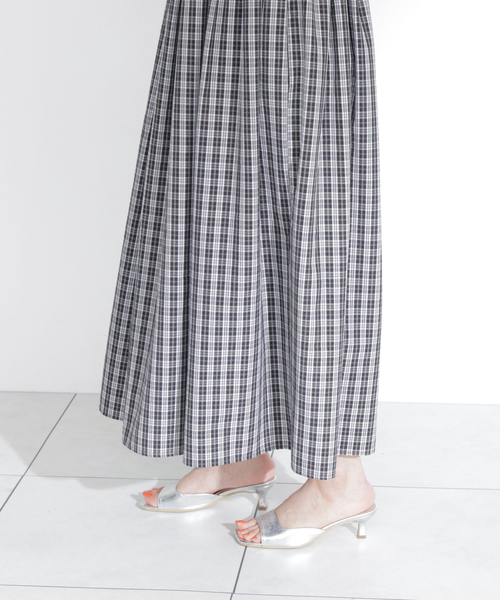 PROPORTION BODY DRESSING「チェック柄シャーリングワンピース」|ワンピース|