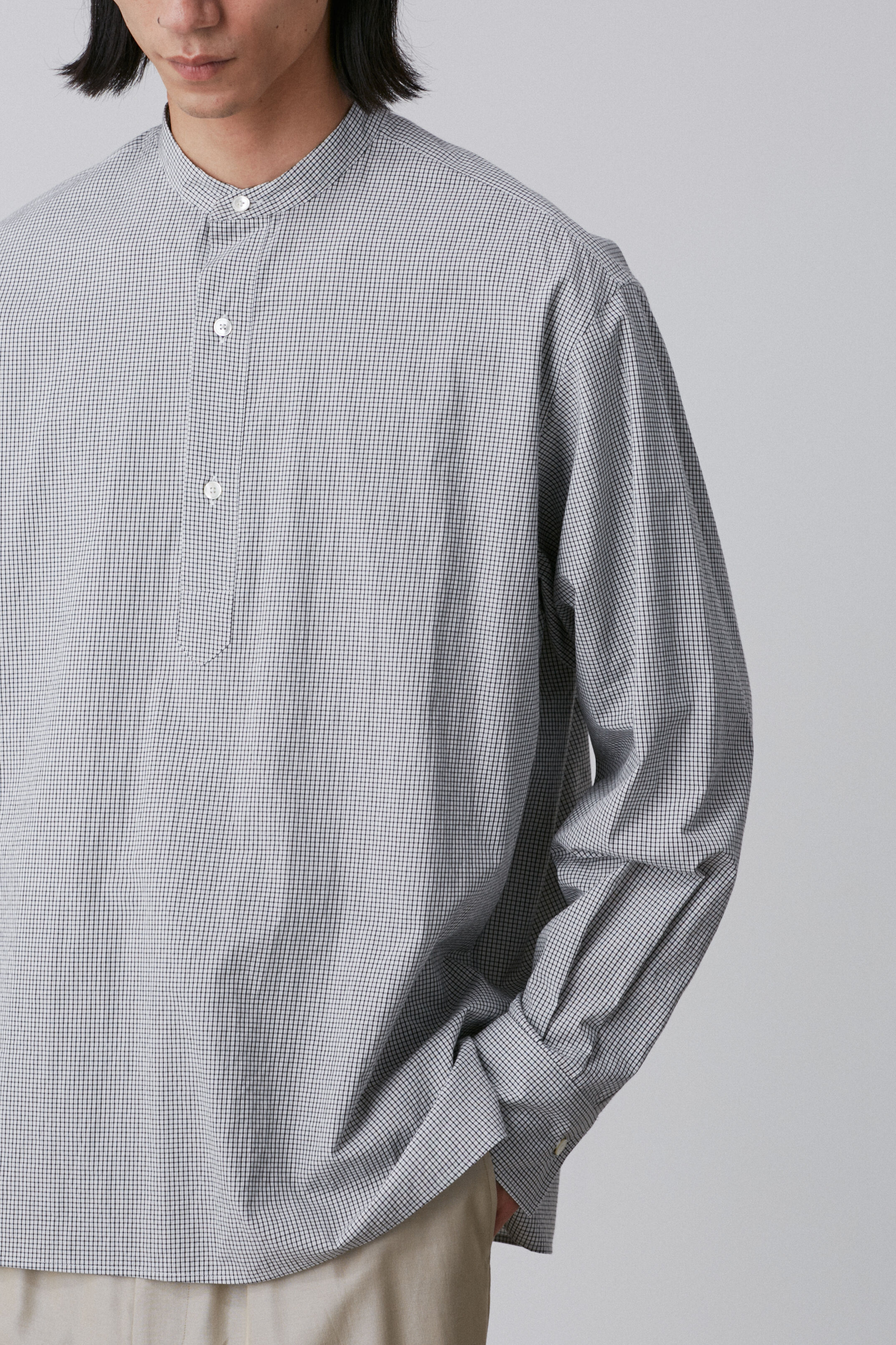 YLEVE 「YLEVE / COTTON STRIPE CHECK PULL OVER SHIRT」|シャツ・ブラウス|