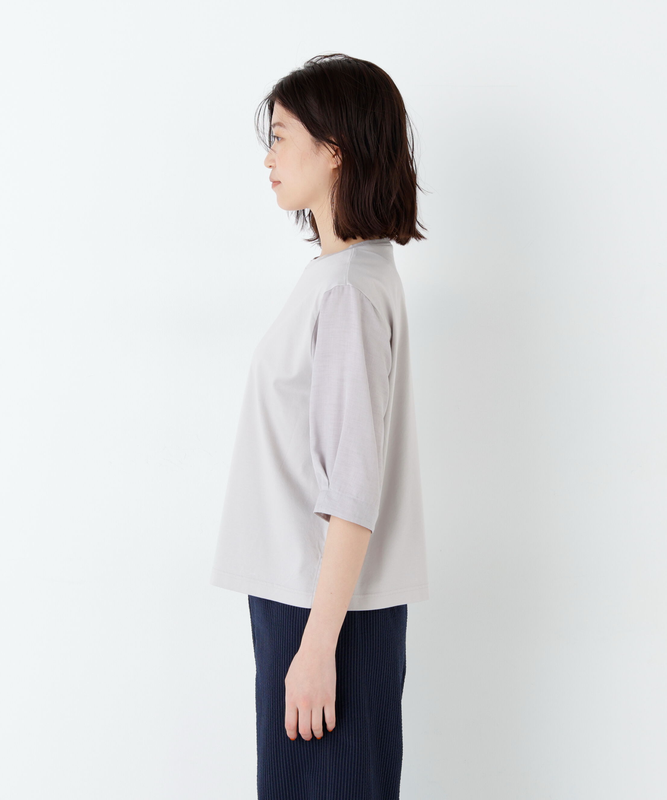  「《洗える》布帛コンビカットソー」|Tシャツ・カットソー|