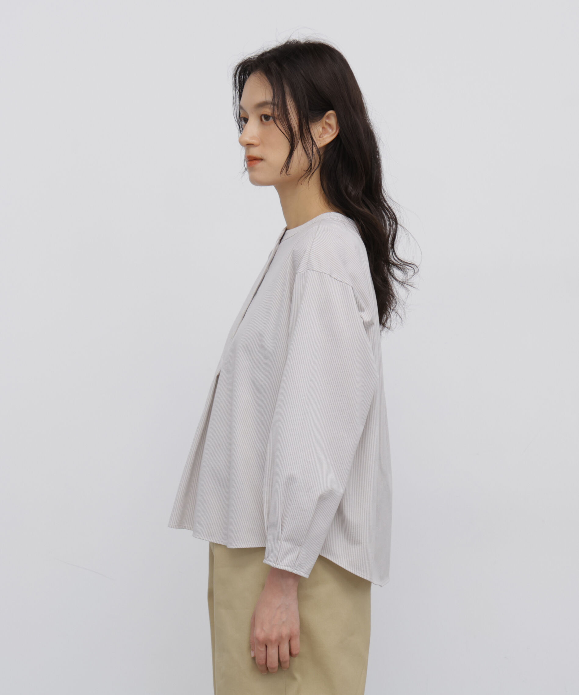  「◆《ジャージー素材》 トリコットカットソー釦ブラウス」|Tシャツ・カットソー|