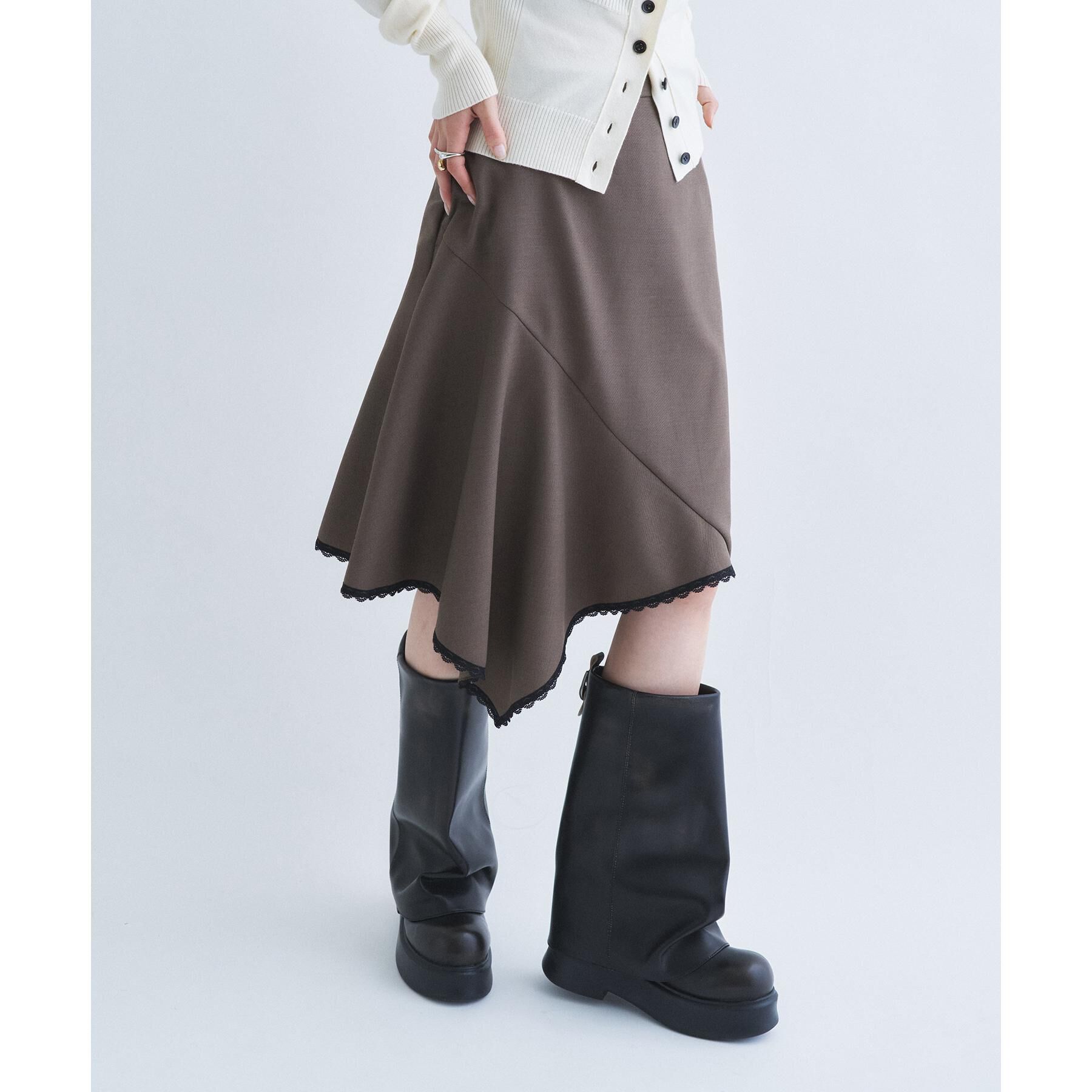 CODE A「asymmetric lace hem skirt」|スカート|