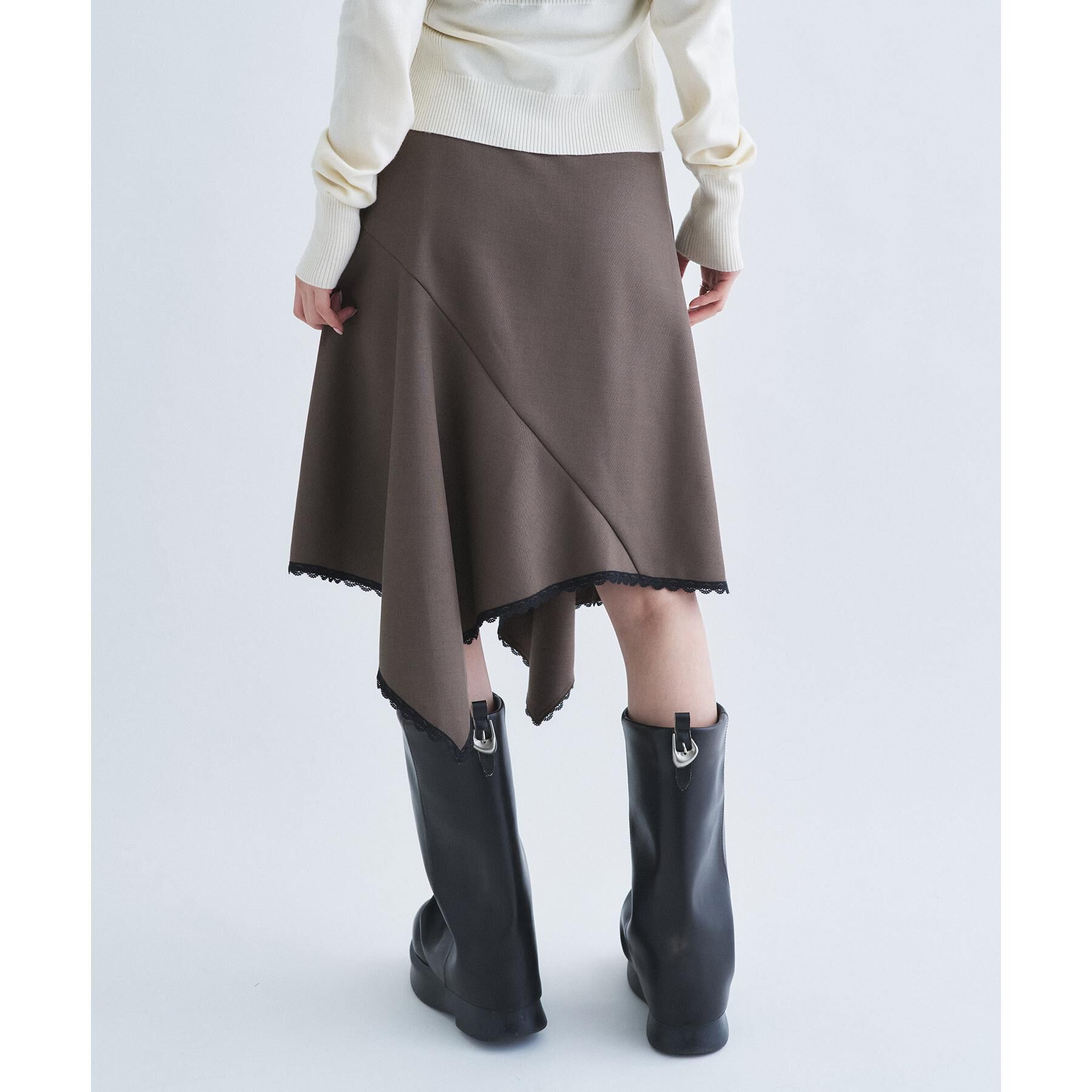 CODE A「asymmetric lace hem skirt」|スカート|