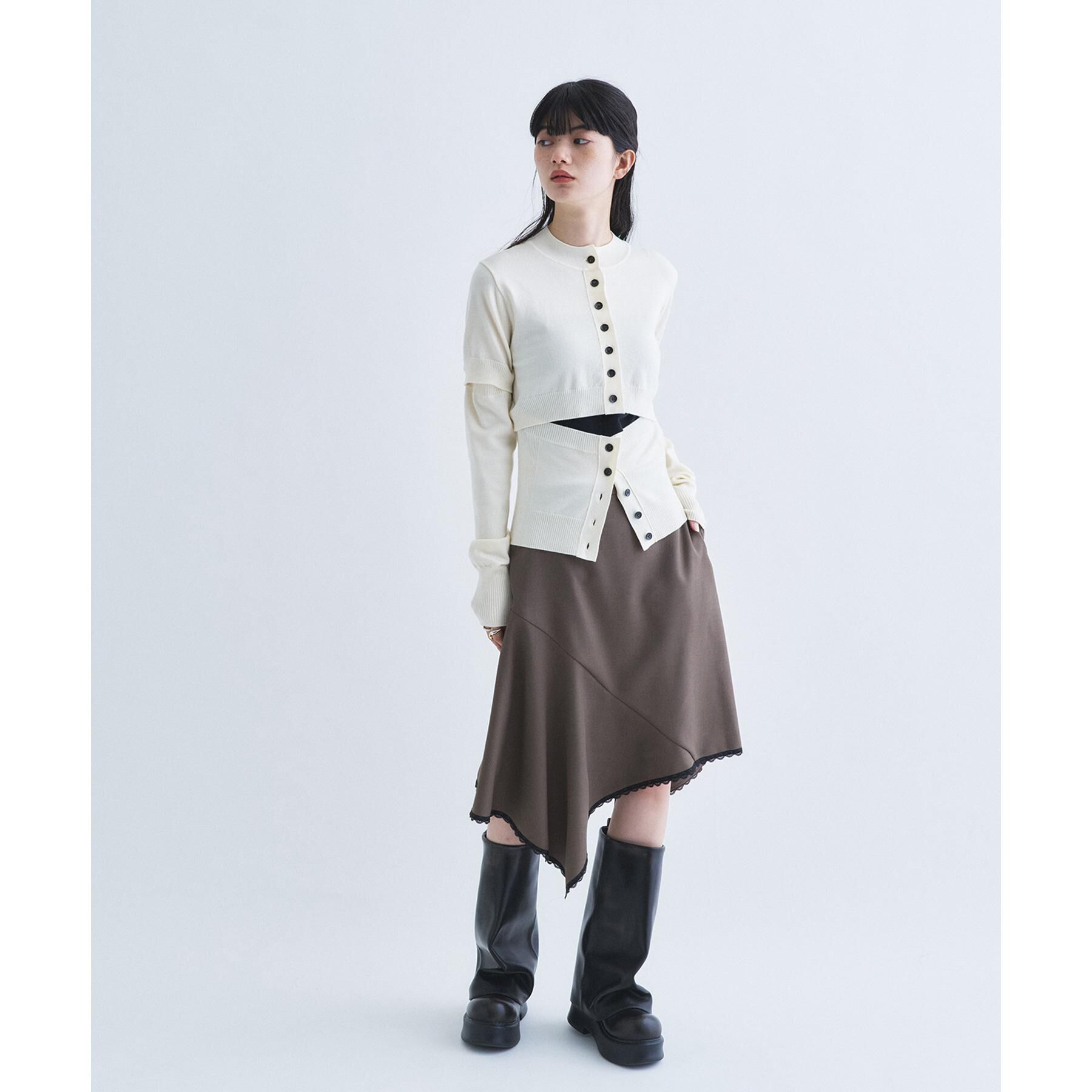 CODE A「asymmetric lace hem skirt」|スカート|
