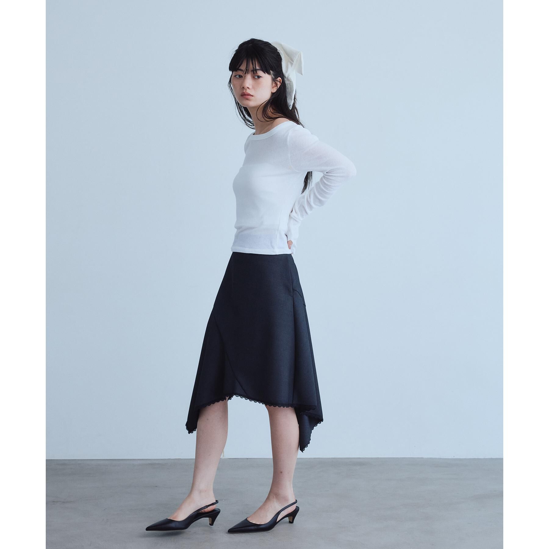 CODE A「asymmetric lace hem skirt」|スカート|