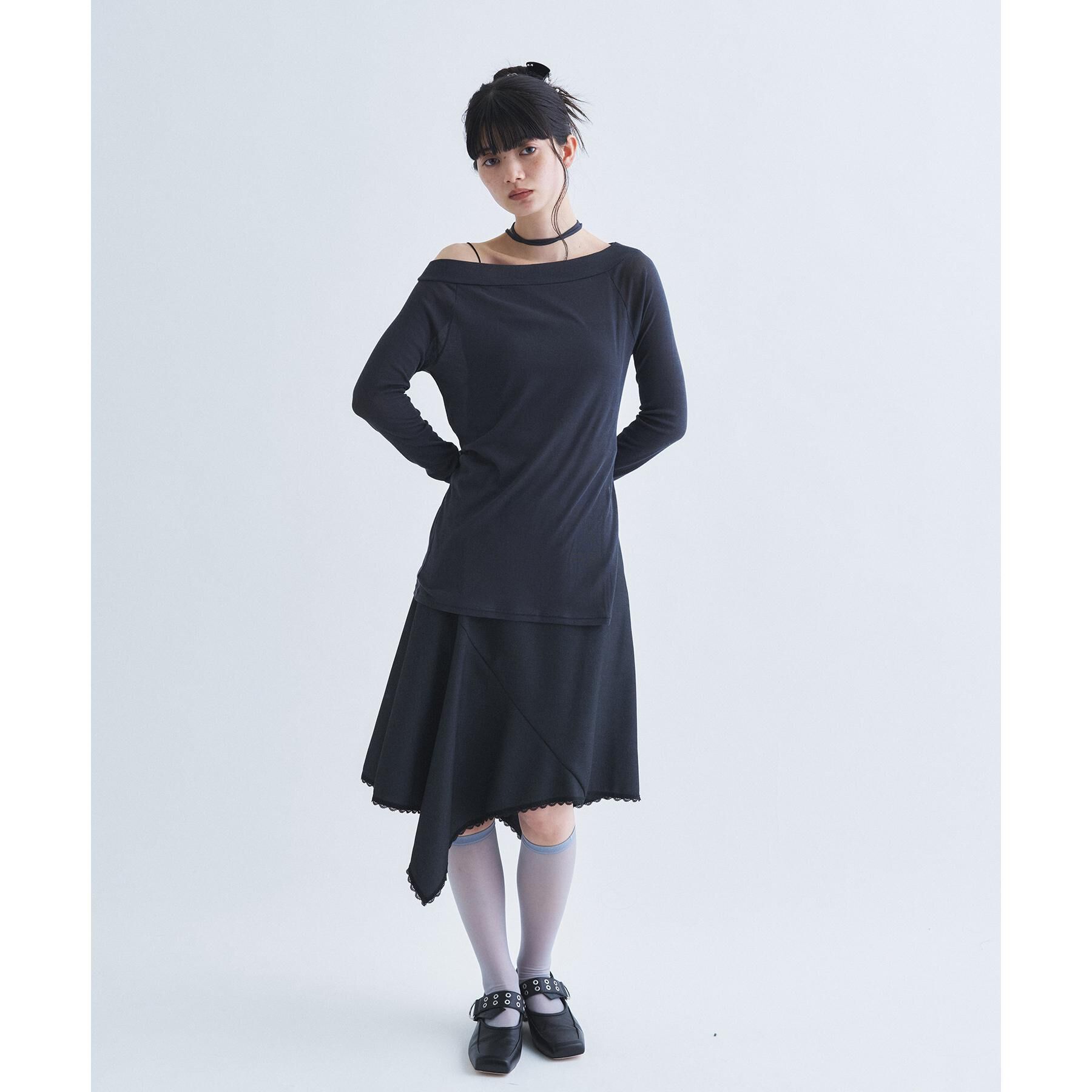 CODE A「asymmetric lace hem skirt」|スカート|