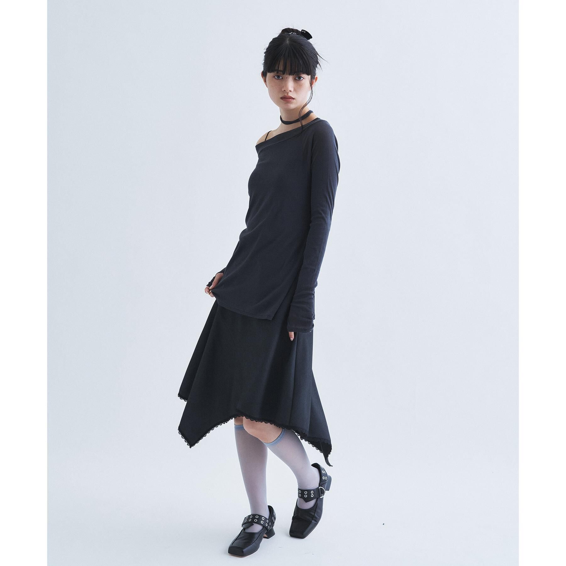CODE A「asymmetric lace hem skirt」|スカート|