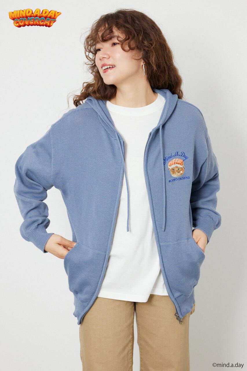 RODEO CROWNS「(MIND.A.DAY)ワンポイントニットフーディー」|パーカー|L/BLU1