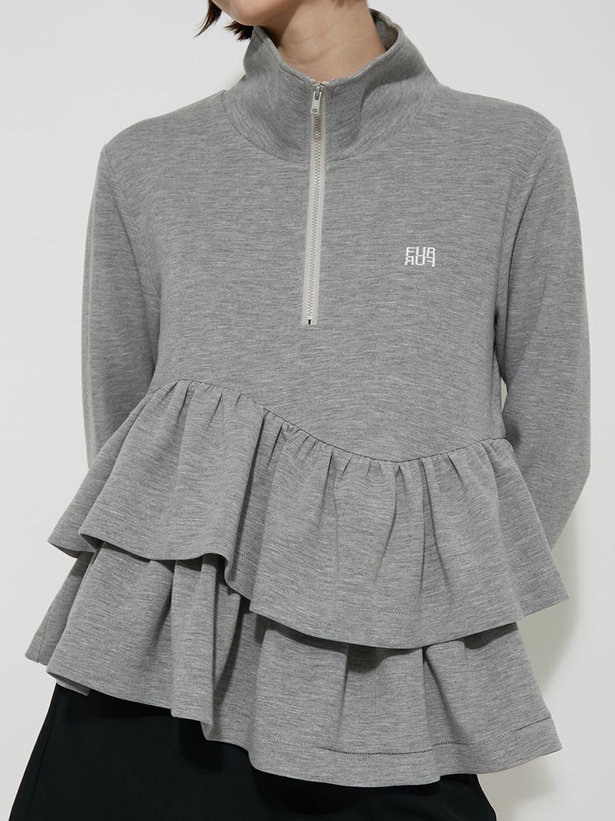 FURFUR「ハーフジップペプラムカットプルオーバー」|スウェット・ジャージ|