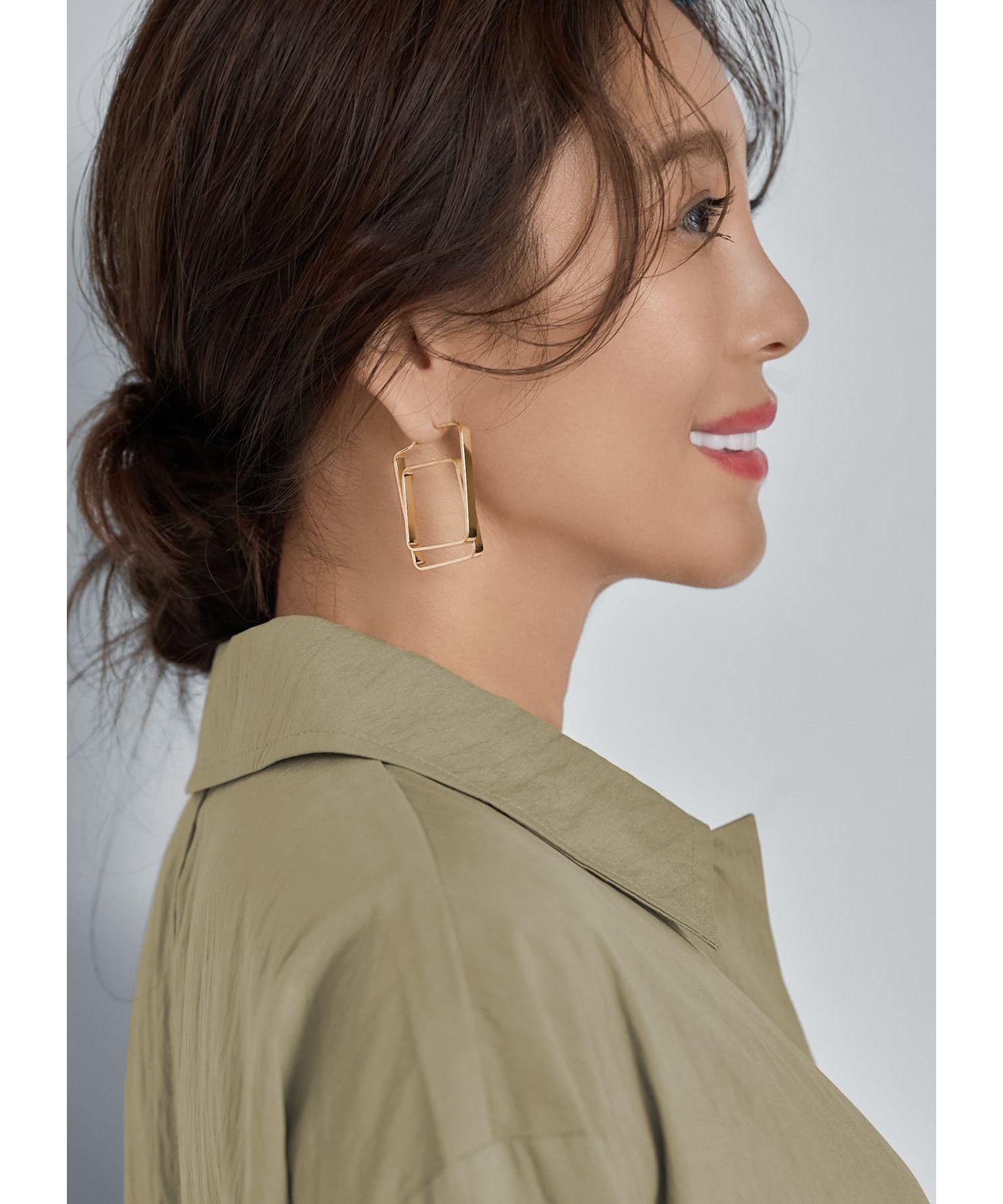 STYLE DELI「ダブルスクエア平打ちピアス」|ピアス|
