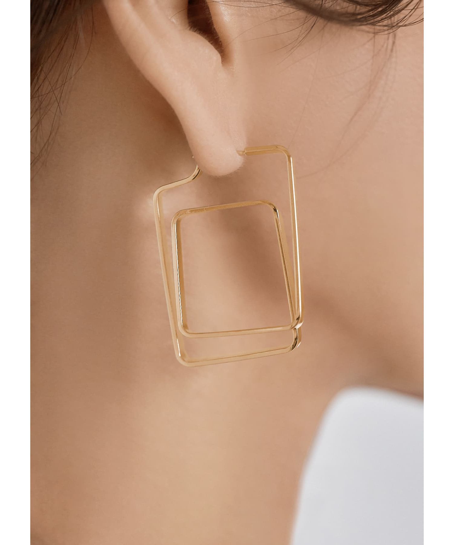 STYLE DELI「ダブルスクエア平打ちピアス」|ピアス|