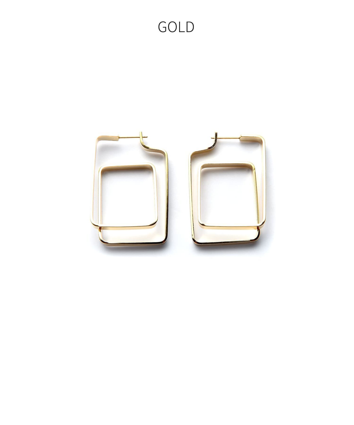 STYLE DELI「ダブルスクエア平打ちピアス」|ピアス|