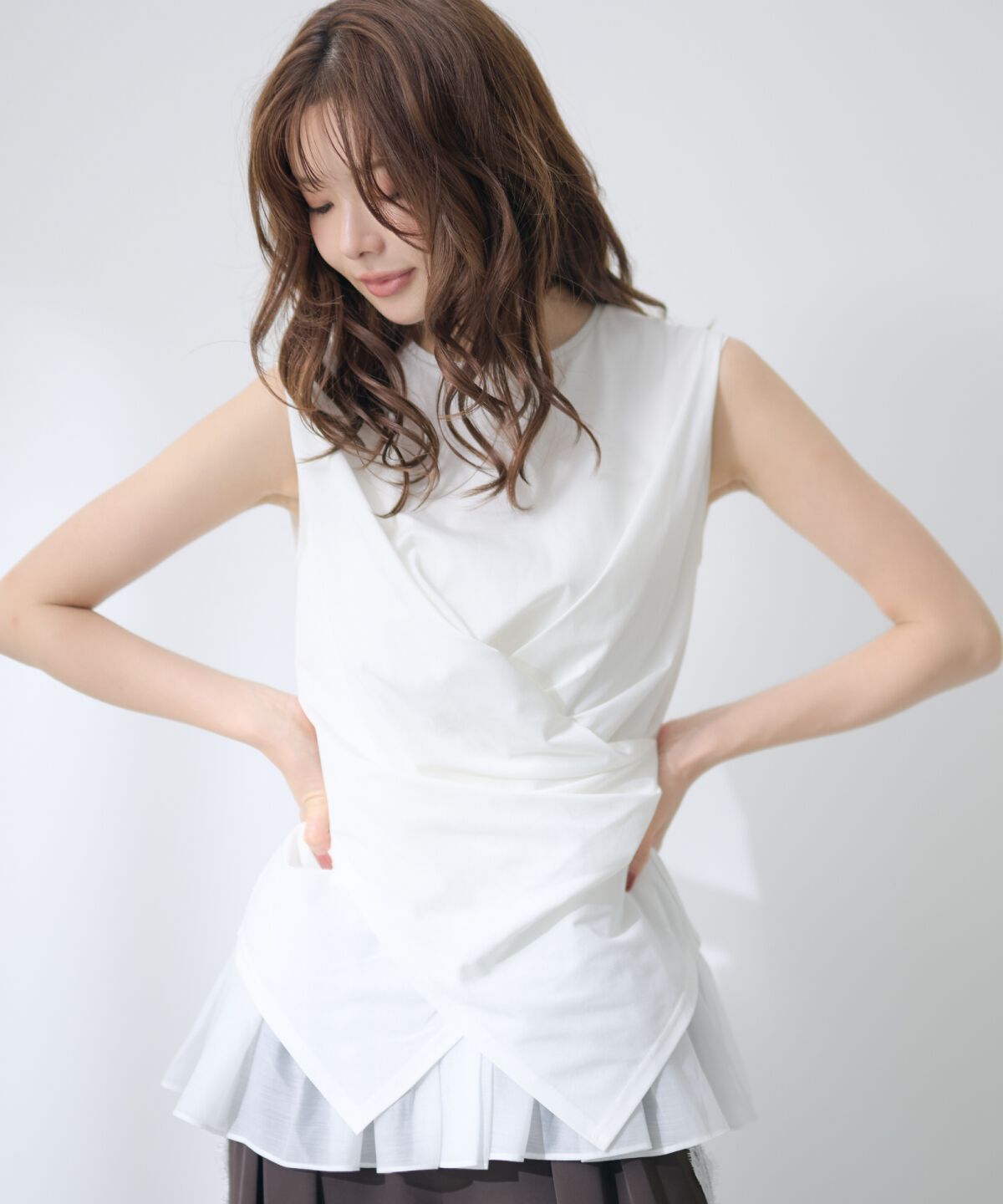 アンドクチュール「ウエストクロスドッキングカットソー」|Tシャツ・カットソー|